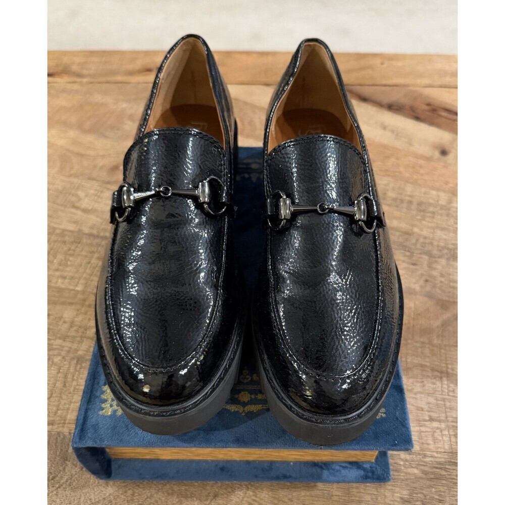 Franco Sarto Cason Loafers Lug Sole Black Patent Womens 6.5M Chunky 90s Y2K - Picture 5 of 9